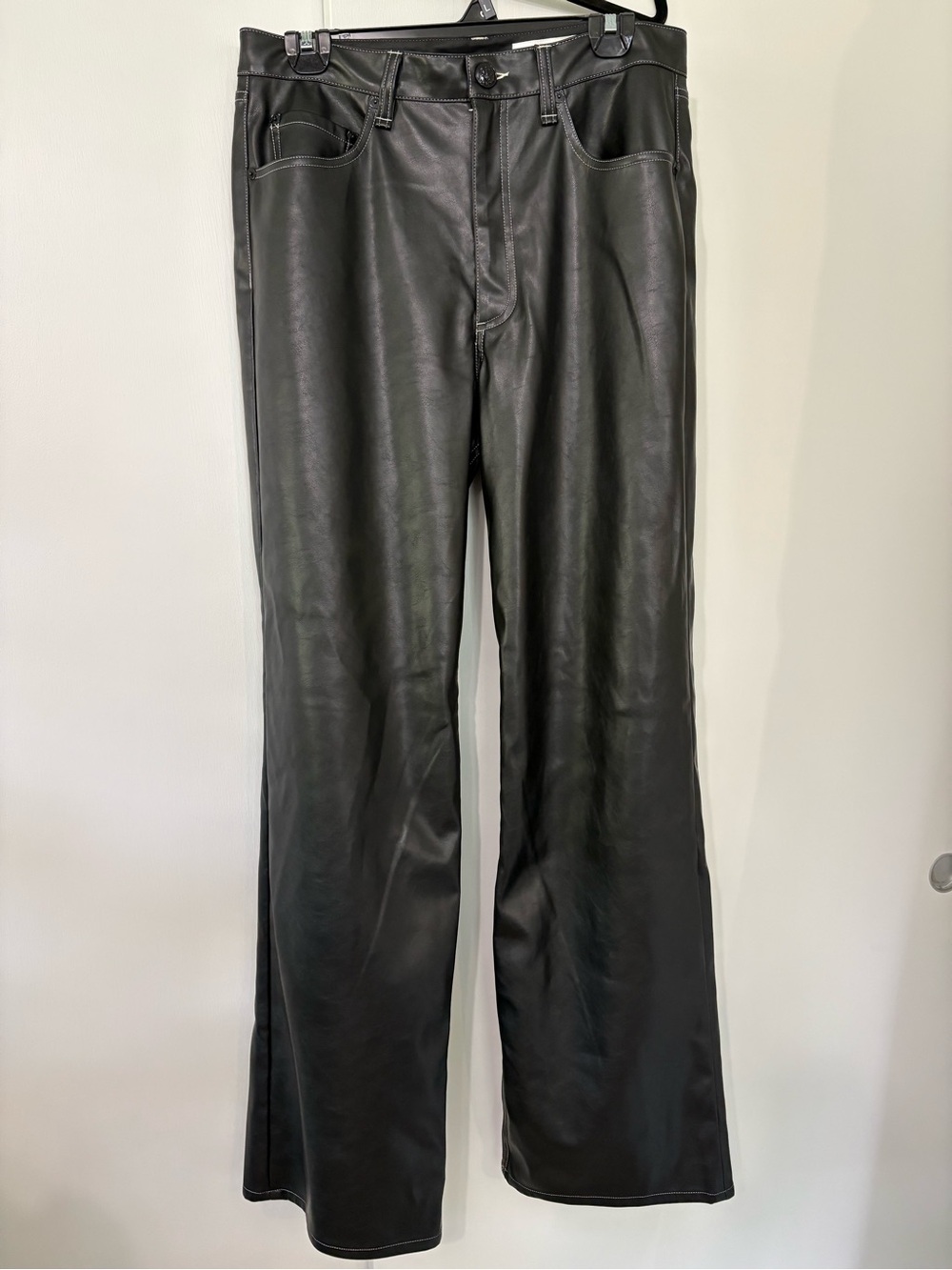 NWT rag & bone size 30 Women’s Black Faux Leather Wide-Leg Pants